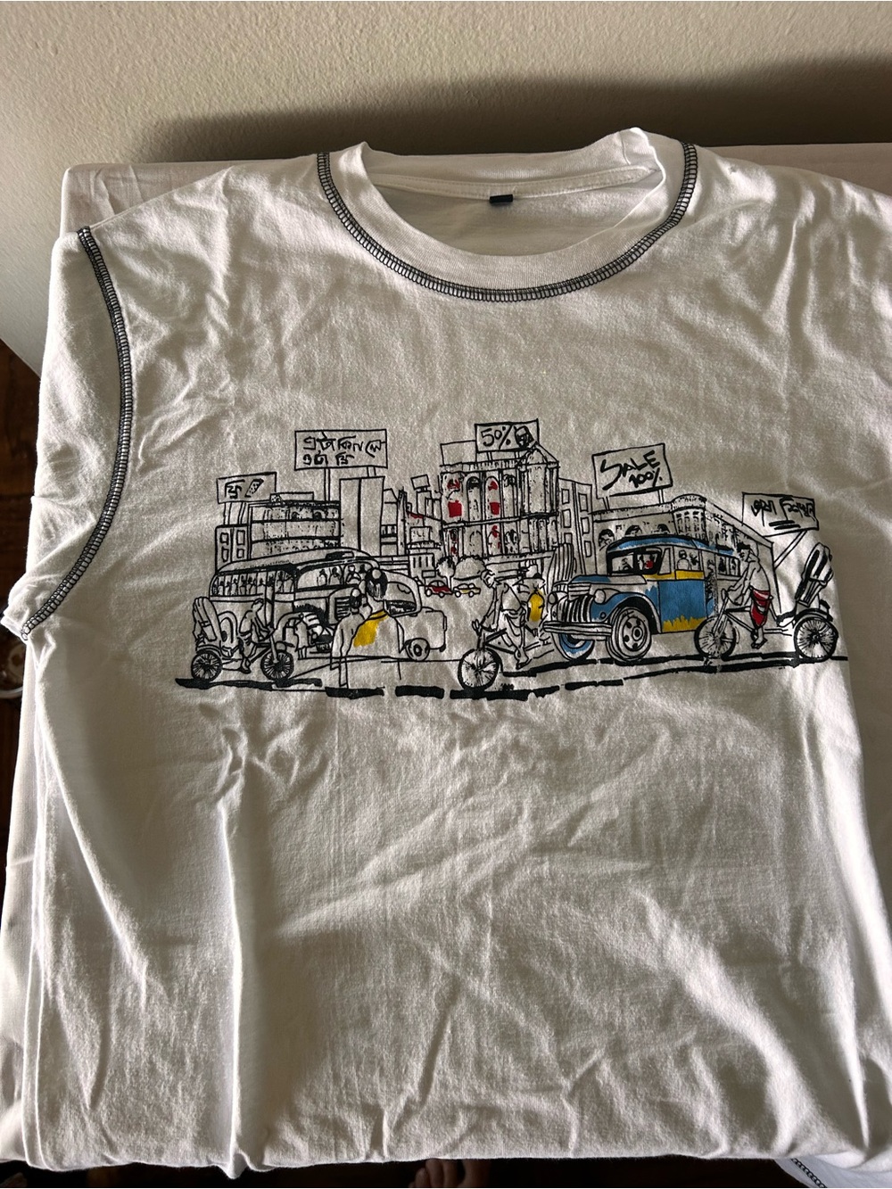 White Jacquemes Illustrated Crewneck Short-Sleeve Men’s Shirt L View 2